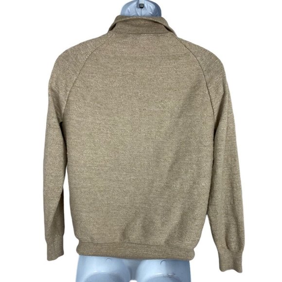 Men's J.Crew Beige 1/4 Zip Sweater Sz S 100% Cotton Soft Long-Sleeve Top - Picture 4 of 5
